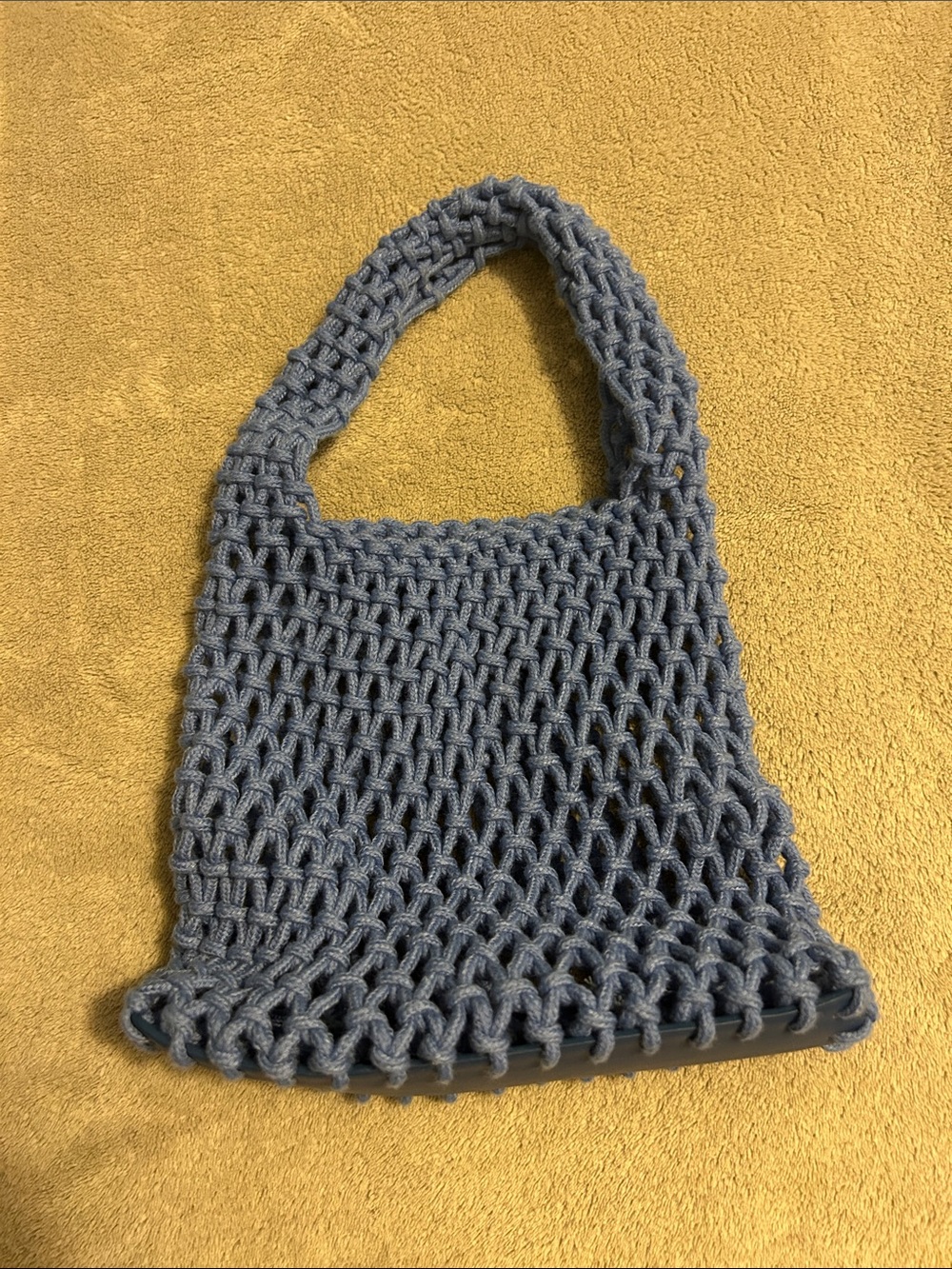 Handmade Blue Crochet Market Tote Bag